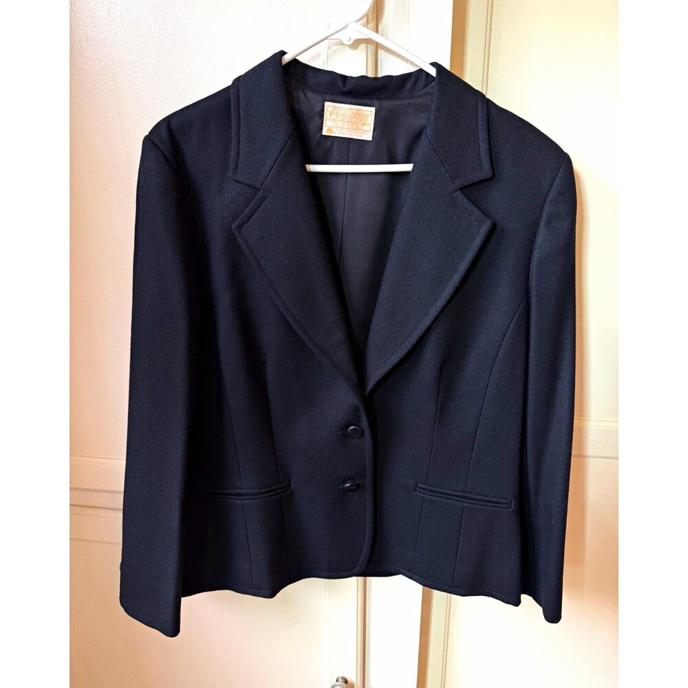 Vintage Pendleton Black Virgin Wool Blazer - Made in USA - Women’s Small
